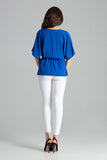 Loose-Fitting Kimono Sleeve Blouse with Elastic Waist