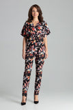 Floral Jumpsuit with Kimono Sleeves and Elastic Waist