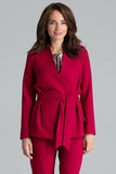 Asymmetrical Burgundy Straight Jacket with Waist Sash