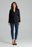Asymmetrical Black Straight Jacket with Waist Sash