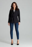 Asymmetrical Black Straight Jacket with Waist Sash
