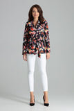 Asymmetrical Floral Jacket with Sash Tie Waist