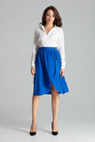 Pleated Waist Midi Skirt with Gold Buckle Detail