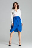 Pleated Waist Midi Skirt with Gold Buckle Detail