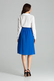 Pleated Waist Midi Skirt with Gold Buckle Detail