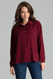Simple Button-Up Long Sleeve Shirt with Front Pocket