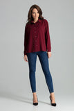 Simple Button-Up Long Sleeve Shirt with Front Pocket