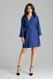 Loose-Fitting Sapphire Dress-Jacket with Belted Waist