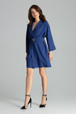 Loose-Fitting Sapphire Dress-Jacket with Belted Waist