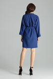 Loose-Fitting Sapphire Dress-Jacket with Belted Waist