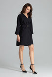 Black Loose-Fitting Dress-Jacket with Gold Buckle Belt