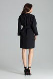 Black Loose-Fitting Dress-Jacket with Gold Buckle Belt
