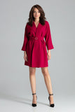 Maroon Loose-Fitting Dress Jacket with Belted Waist