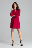 Maroon Loose-Fitting Dress Jacket with Belted Waist