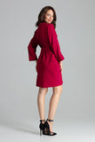 Maroon Loose-Fitting Dress Jacket with Belted Waist