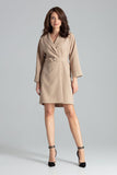 Beige Loose-Fitting Dress Jacket with Belted Waist