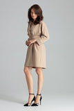 Beige Loose-Fitting Dress Jacket with Belted Waist