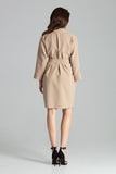 Beige Loose-Fitting Dress Jacket with Belted Waist