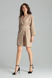 Beige Loose-Fitting Dress Jacket with Belted Waist