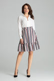 Striped Flared Skirt with Decorative Frill