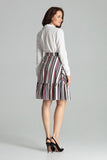 Striped Flared Skirt with Decorative Frill