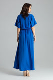 Elegant Long Dress with Kimono Sleeves and Side Slits