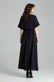 Elegant Black Dress with Kimono Sleeves and Side Slits