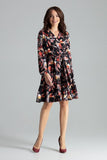 Floral Midi Dress with Long Sleeves and Frill Hem