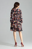 Floral Midi Dress with Long Sleeves and Frill Hem