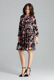 Floral Midi Dress with Long Sleeves and Frill Hem