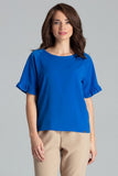 Elegant Sapphire Blouse with Frill and Reglan Sleeves