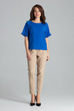 Elegant Sapphire Blouse with Frill and Reglan Sleeves