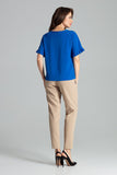 Elegant Sapphire Blouse with Frill and Reglan Sleeves
