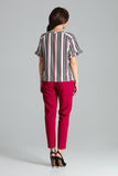 Chic Striped Blouse with Frill Sleeves and Elegant Neckline