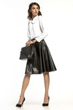 Flared Eco-Leather Skirt with Side Zipper Detail