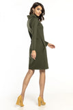 Cozy Cotton Knit Fitted Dress with Pockets and Chimney