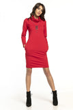 Cozy Cotton Knit Fitted Dress with Pockets and Chimney