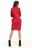 Cozy Cotton Knit Fitted Dress with Pockets and Chimney