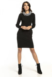 Comfort Knit Fitted Dress with Pockets and Chimney