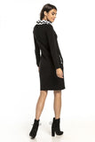 Comfort Knit Fitted Dress with Pockets and Chimney