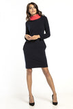 Knit Sweatshirt Dress with Pockets and Contrasting Trim