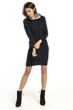 Hooded Fitted Sweatshirt Dress with Contrasting Details