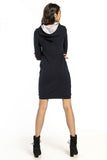Hooded Fitted Sweatshirt Dress with Contrasting Details