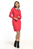 Hooded Sweatshirt Dress with Contrasting Color Accents
