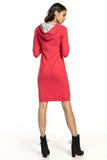Hooded Sweatshirt Dress with Contrasting Color Accents