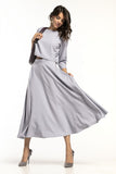 Waist-Length 3/4 Sleeve Blouse with Half-Round Neckline