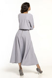 Waist-Length 3/4 Sleeve Blouse with Half-Round Neckline