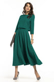 Waist-Length Blouse with 3/4 Sleeves & Half-Round Neckline