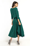 Waist-Length Blouse with 3/4 Sleeves & Half-Round Neckline