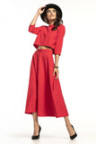 Waist-Length Blouse with 3/4 Sleeves and Half-Round Neckline